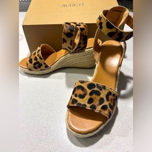 NIB New in Box J.Crew Leopard wedge sandals size 7.5